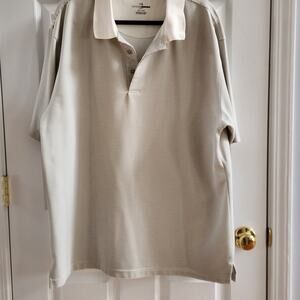 Grand Slam Golf Polo XXL Beige Micro Stripe Performance Shirt | Moisture Wicking